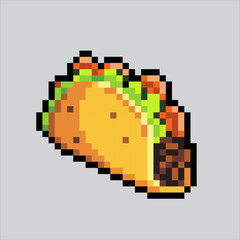 Obraz premium Pixel art illustration Taco. Pixelated Taco. Mexican taco food icon pixelated for the pixel art game and icon for website and video game. old school retro.
