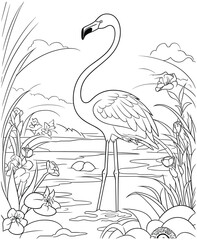 flamingo coloring pages for adults © Farida