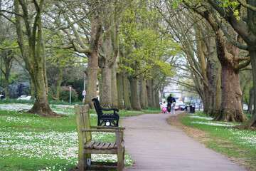 Low Angle Image of People at Local Public Park of River Ouse of Bedford City. April 22nd, 2023
