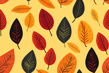Fototapeta na wymiar Seamless pattern background of fall leaves