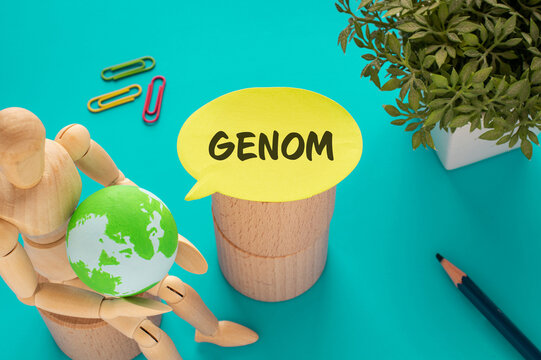 There is speech bubble with the word GENOM. It is an abbreviation for genom as eye-catching image.