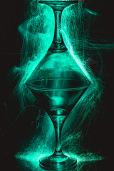 photo glass martini glass in neon light