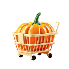 Halloween Sale idea Pumpkin in basket transparent background