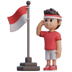 Boy doing Indonesian Ceremony 3D Illustration