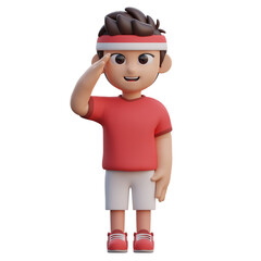 Boy doing Salute Gesture 3D Illustration