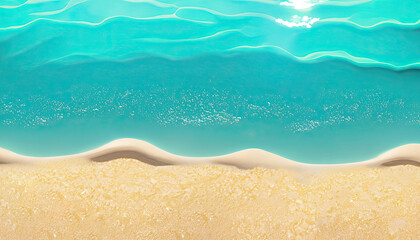 Fototapeta na wymiar Abstract sand beach with sunlight in a beautiful turquoise water wave, background photo.