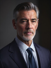 Man in a business suit and tie, success and confidence conveyed with low key lighting. Power, Professionalism, Sophistication concept.