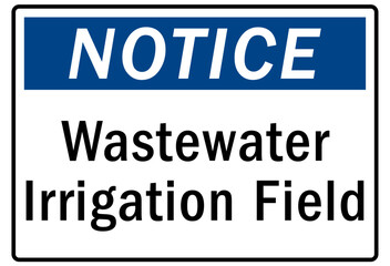 Obraz premium Sewage warning sign and labels waste water irrigation field