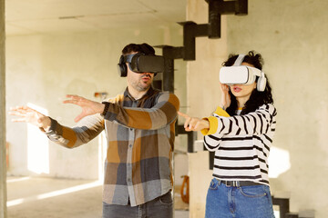 Spouses Use 3d Glasses Discuss VR Project House