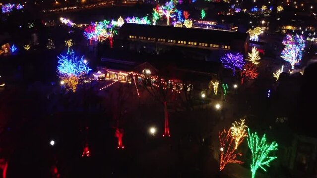 Aerial View of the Winter Zoo Lights over Lincoln Park Zoo