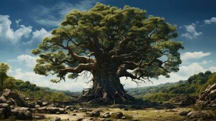 Obraz premium big old tree in the mountains