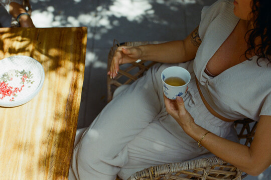 Healthy breakfast time with a friend