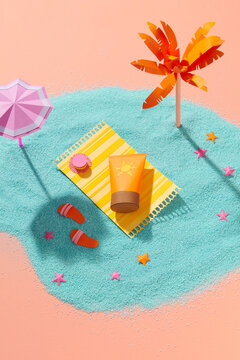 cosmetic container displayed on handmade paper craft