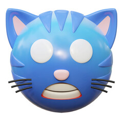 freezing cold face expression cat emoticon sticker 3d icon illustration