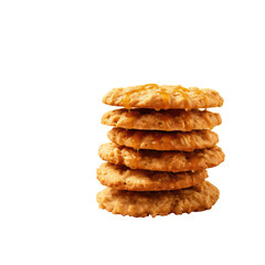 Honey oatmeal cookies in a close up view against a transparent background