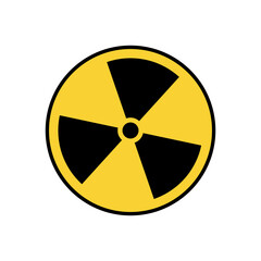 Radioactive warning yellow circle sign. Vector illustration. EPS 10.