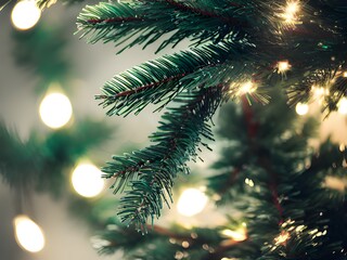 christmas tree with lights and bokeh