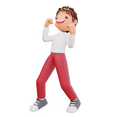 3d rendered cute student enthusiastic concept