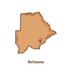 Obraz premium Hand Drawn Map of Botswana with Brown Color. Modern Simple Line Cartoon Design. Good Used for Infographics and Presentations - EPS 10 Vector