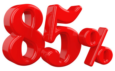 85 percent off red 3d number render