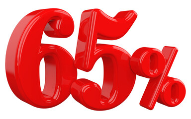 65 percent off red 3d number render