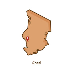 Hand Drawn Map of Chad with Brown Color. Modern Simple Line Cartoon Design. Good Used for Infographics and Presentations - EPS 10 Vector