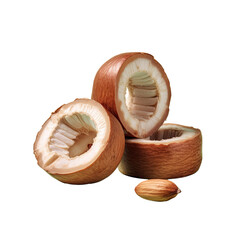 Isolated transparent background with sliced betel nut