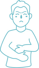 sick character with stomach ache
