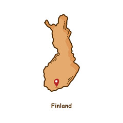 Hand Drawn Map of Finland with Brown Color. Modern Simple Line Cartoon Design. Good Used for Infographics and Presentations - EPS 10 Vector