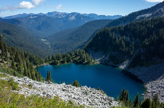 Alpine lake and mountains, Cascade Range, Washington