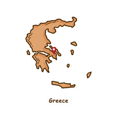 Hand Drawn Map of Greece with Brown Color. Modern Simple Line Cartoon Design. Good Used for Infographics and Presentations - EPS 10 Vector