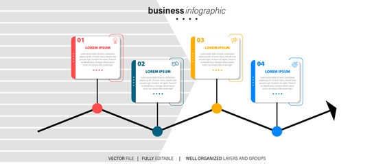 Timeline infographic design with circle for business template. Vector 4 steps.
