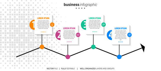 Timeline infographic design with circle for business template. Vector 4 steps.
