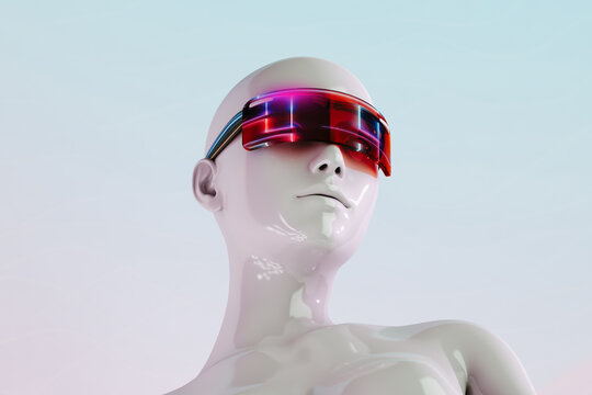 Portrait of a futuristic woman with virtual glasses