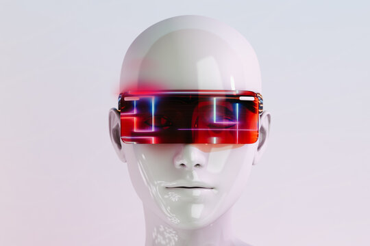 Portrait of a futuristic woman with virtual glasses