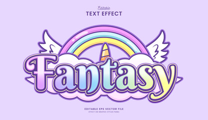 decorative fantasy unicorn editable text effect vector design - obrazy, fototapety, plakaty