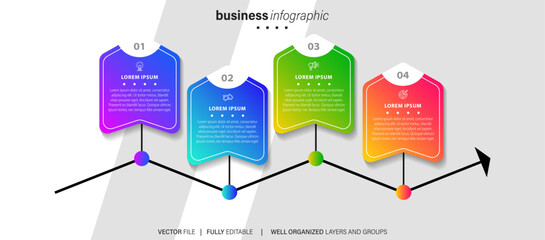 Infographic design template. Timeline concept with 4 steps
