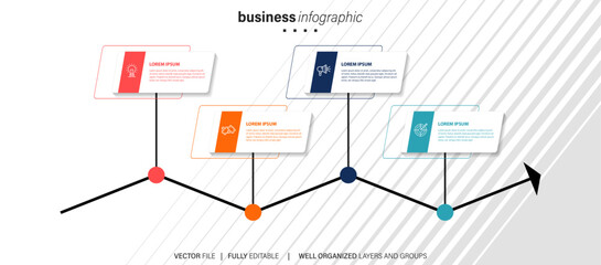 Infographic design template. Timeline concept with 4 steps
