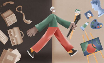 Reinventing Retirement: Elderly Man Embracing New Career as Artist