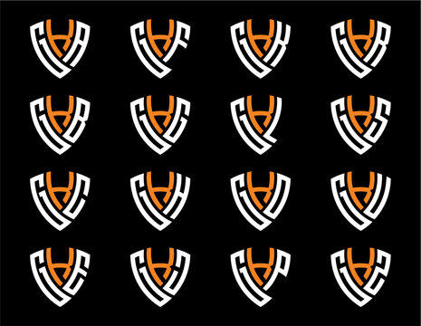 GKA, GKB, GKC, GKE, GKF, GKG, GKH, GKJ, GKK, GKL, GKO, GKP, GKR, GKS, GKU, GKZ creative letter shield logo design vector icon illustration