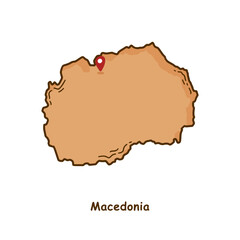 Hand Drawn Map of Macedonia with Brown Color. Modern Simple Line Cartoon Design. Good Used for Infographics and Presentations - EPS 10 Vector