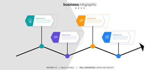 Creative concept for infographic with 4 steps, options, parts or processes. Business data visualization
