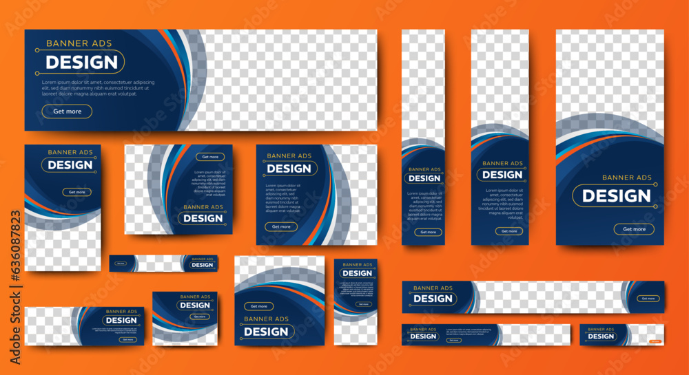 Poster set of business web banners template design with image space. vector