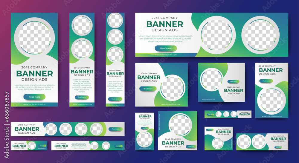 Wall mural set of creative web banners of standard size with a place for photos. business ad banner. vertical, 