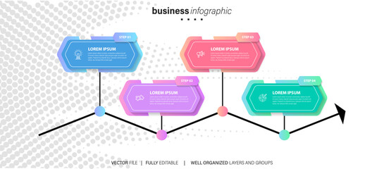 Business infographic element with 4 options, steps, number vector template design
