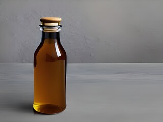 empty glass bottle on the gray background