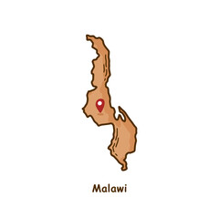 Hand Drawn Map of Malawi with Brown Color. Modern Simple Line Cartoon Design. Good Used for Infographics and Presentations - EPS 10 Vector