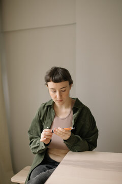 Diabetic woman With Medical Device