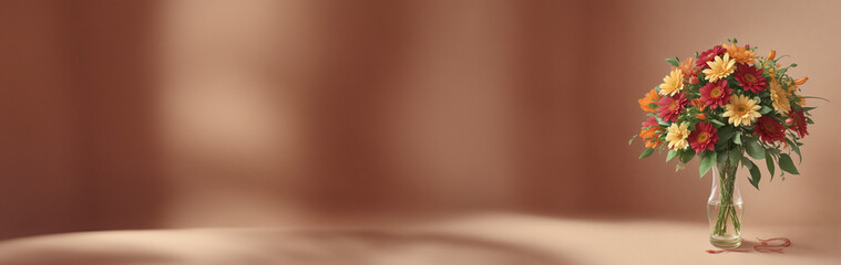 flower vase for background banner Advertising. Copy space