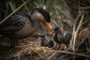 Naklejka premium duck and ducklings made by midjeorney